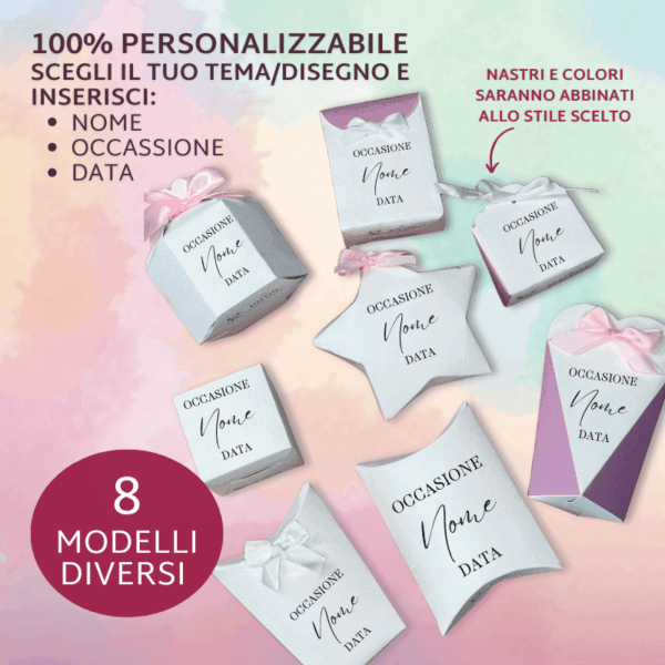 Scatoline Portaconfetti Personalizzate | 8 Modelli | Grafica su Misura