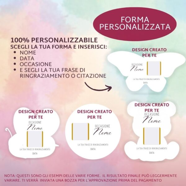 Segnaposto a varie Forme con Cioccolatino | Orsetto, Farfalla, Ape, e altro | Altezza 10 cm