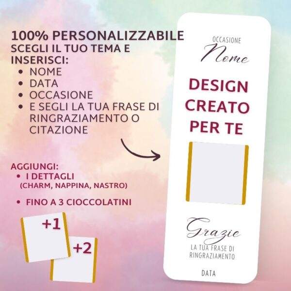 Segnaposto Rettangolo con Cioccolatino | Grande 6,5×19 cm